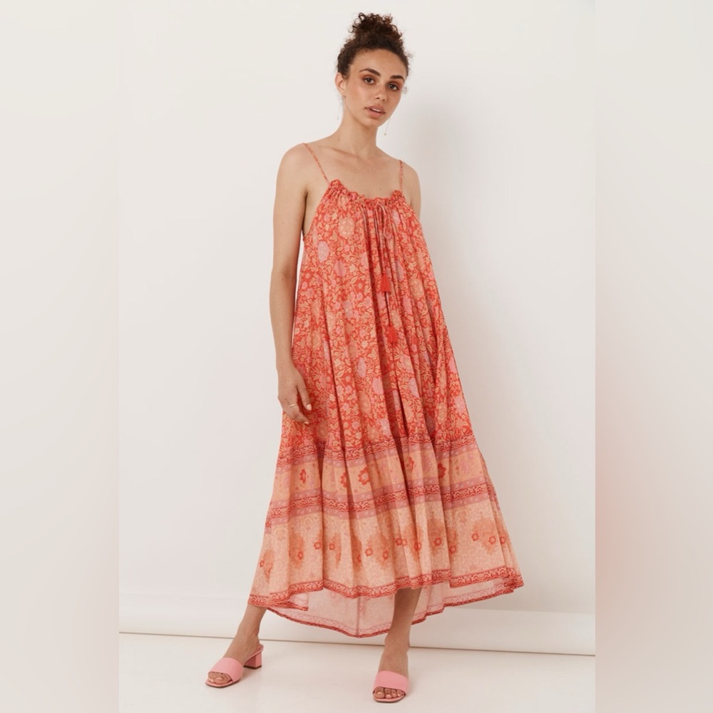 Love Story Strappy Midi Dress | Spell And The Gypsy, Size XS, Coral